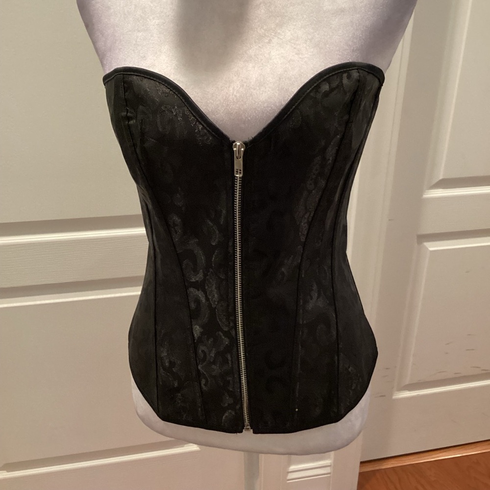 Black Zip-Front Bustier Corset Top - Women’s Shapewear